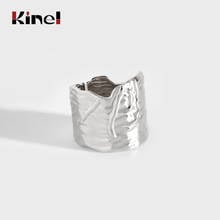Kinel New Simple Creative Irregular Bump Wide Silver 925 Jewelry Fashion Personality Textured Rock Wall Opening Rings 2024 - buy cheap