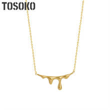 TOSOKO Stainless Steel Jewelry Water Drop Lava Pendant Necklace Female Clavicle Chain Cool Female Necklace BSP754 2024 - buy cheap