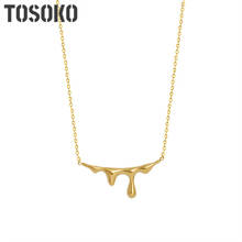 TOSOKO-collar con colgante de Lava en forma de gota de agua para mujer, joyería de acero inoxidable, cadena de clavícula femenina, BSP754 2024 - compra barato