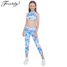 Children Sets Girls Tie Dye Printed Crisscross Crop Top Leggings Sport Sets for Girls 2Pcs Kids Tracksuits Summer Sportswear 2024 - buy cheap