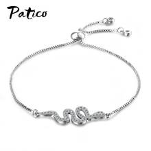 Pulseras ajustables de Plata de Ley 925 con forma de serpiente para mujer, brazaletes de circonita cúbica AAA, joyería, regalo de cumpleaños 2024 - compra barato