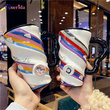 Creative 520ml Large Capacity Mugs Coffee Ceramic Tea Cups With Lid Cute Milk Breakfast Cup Office Drinkware Cartoon Thread Cup 2024 - buy cheap