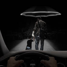 Guarda-chuva automático, 10k, dobrável, com tiras reflexivas, cobertura preta para homens e mulheres 2024 - compre barato