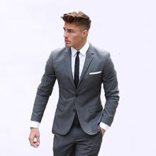 Terno masculino lapela terno 2020 entalhado, duas peças sob medida, estilo slim fit (jaqueta + calça) 2024 - compre barato