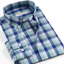Мужская повседневная клетчатая рубашка на пуговицах, хлопковая рубашка с карманами, с длинным рукавом, Стандартная посадка, гавайская рубашка в клетку 2024 - купить недорого
