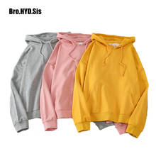 Casual Women Hoodies Solid Color Cotton Long Sleeve Hooded Sweatshirts Teens Pullovers 2020 Spring New Korean Woman Tops Thin 2024 - buy cheap
