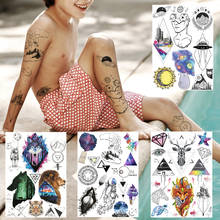 Waterproof Body Art Temporary Tattoos Sticker For Boys Girls Kids Tatoos Fake Space Wolf Fox Diamond Tatoos Realistic Painting 2024 - buy cheap