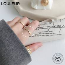 LouLeur-Anillos cóncavos de papel de aluminio convexo para mujer, de Plata de Ley 925, Irregular elegante chic, regalo de joyería para festival 2024 - compra barato