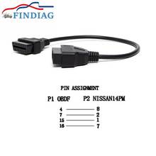 Professional Power Adapter Support For Nissan 14 Pin to OBD2 Female 16 Pin Adapter OBD OBDII Connector 2024 - buy cheap