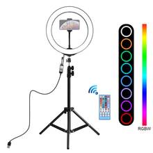 PULUZ 10 Inch 26cm RGBW LED Selfie Ring Light Video Vlogging Tripod Stand Live Broadcast Kit + Remote Control For TikTok Youtube 2024 - buy cheap