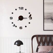 Relógio de parede 3d com espelho, relógio analógico de parede moderno e adesivo, arte acrílica, decoração à prova d'água, grande, para casa, cozinha 2024 - compre barato