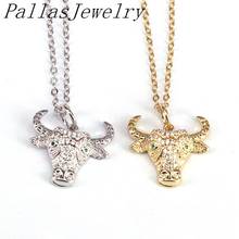 10Pcs, , New Bull Head CZ Stone Pendant Necklace Copper Chain Charm Gold Choker Necklace For Men Jewelry Gifts 2024 - buy cheap