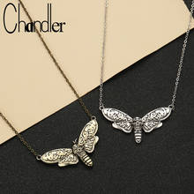 Chandler antigo colar de borboleta banhado a prata para mulheres moth hawkmoth choker elegante moda retro jóias de verão presente 2024 - compre barato