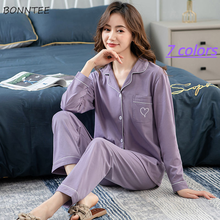 Pajama Sets Women Outfits Clothing Simple Soft Classy Sleepwear Lady Full Length Pjs 2 Pieces Set Spring Popular Stylish Ulzzang 2024 - buy cheap