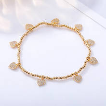 AAA Cubic Zirconia Heart Charms Bracelet For Women Gold Color Elastic Beads Bangle Wedding Gift Fashion Jewelry Accessories 2020 2024 - buy cheap