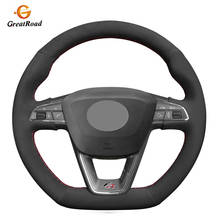Black Suede DIY Car Steering Wheel Cover For Seat Leon Cupra R Leon ST Cupra Leon ST Cupra Ateca Cupra Ateca FR 2024 - buy cheap