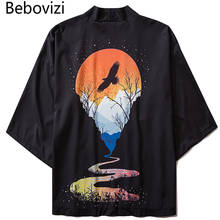 Bebovizi Japanese Style Eagle Dusk Kimono Tokyo Streetwear Harajuku Haori Men Women Cardigan Japan Girl Robe Chinese Clothes 2024 - buy cheap