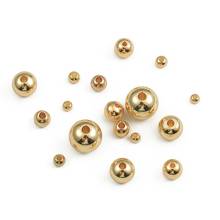 Miçangas espaçadoras redondas banhadas a ouro 3/4/5/6/8mm, conta de semente de cobre, contas soltas para fazer jóias diy, acessórios 2024 - compre barato