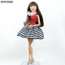 Red Polka Stripes Lace Doll Clothes for Barbie Doll Dress Outfits for Barbie Doll Accessories Fashion Daily Casual Clothing DIY 2024 - buy cheap