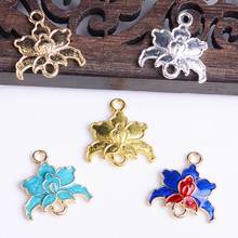 10pcs 17x18mm New Metal Alloy Enamel Lotus Flower Connectors Charms DIY Hair Clothing Earrings Accessories For Jewelry Making 2024 - buy cheap