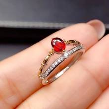 100% Natural Garnet Ring for Engagement 925 Silver 4mm Natural Garnet Silver Ring Sterling Silver Gemstone Ring 2024 - buy cheap