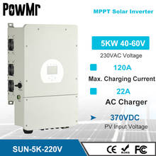 Powmr 5kw ligar-fora da grade solar inversor híbrido pv entrada 370v build-in 2 cordas do controlador solar mppt com função de carga inteligente 2024 - compre barato