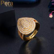 Pera Gorgeous Resizable Micro Full CZ Stone Pave Big Tear Drop Gold Color Finger Rings for Bridal Engagement Party Jewelry R137 2024 - buy cheap