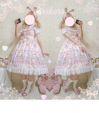 Vestido de princesa lolita retro, estampado de lazo, cintura alta, Victoriano, kawaii, fiesta de té, gótico, lolita jsk 2024 - compra barato