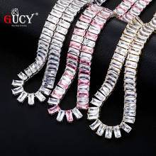 GUCY Fashion 1Row Square Link Necklace Gold Silver Color Iced Out Cubic Zirconia Rock Hip hop Style Men's Jewelry 2024 - buy cheap