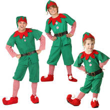 Fantasia de natal para meninos e meninas, traje engraçado para festa, cosplay, elfos verdes, 70-180cm 2024 - compre barato