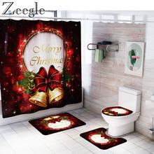 Zeegle Christmas Bath Curtain Waterproof Shower Curtain Anti-slip Bathroom Carpet Toilet Cover Mat Absorbent Bathroom Rug Set 2024 - buy cheap