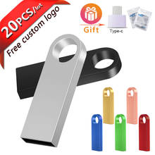 20pcs/lot Free Logo Metal Memoria USB flash drive Cle Usb 2.0 Pen Drive Pendrive 64GB  32GB 16GB 8GB 4GB Flash U Disk for Gifts 2024 - buy cheap