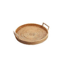 Bandeja de cesta de rattan cesta de pão cestas com alças redondas mão-tecido frutas placa de armazenamento de alimentos 2024 - compre barato
