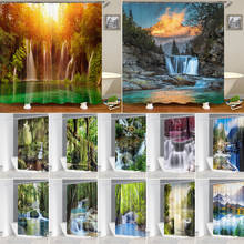 Waterfall Forest Landscape Bath Curtain Waterproof Fabric Shower Curtains Nature Scenery Bathroom Screen Decoration with Hooks 2024 - buy cheap