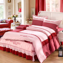 100% Cotton Duvet Cover Set 4pcs Luxury Embroidery Flower Bedding Set Soft Comforter Full Queen King Solid Bed Skirt Pillowcases 2024 - buy cheap