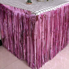 New Table Skirt Wedding Decoration Table New Year Easter Decoration For Home Birthday Party Decor Metal Rain Tinsel Table Skirt 2024 - buy cheap