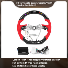 Volante de carrera de fibra de carbono, accesorio de rendimiento LED para Toyota Camry/Corolla/RAV4/Avalon, cuero preforado, 2018-2020 2024 - compra barato