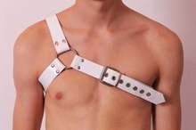 Fetish Men Chest Harness White Leather Body Bondage Sexy PU Underwear One Shoulder Sex Wear Men Erotic Vest Flirting Clubwear 2024 - buy cheap