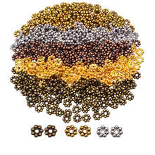 200 unids/lote de cuentas espaciadoras de flores para fabricación de joyas, accesorios de 6mm x 2mm, 3 colores 2024 - compra barato