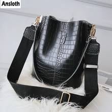 Ansloth Alligator Pattern Bucket Bag Women Solid Color Shoulder Bag Lady PU Leather Handbag Luxury Designer Crossbody Bag HPS791 2024 - buy cheap