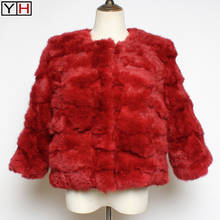 Jaqueta de pele de coelho real feminina, casaco quente 100% natural 2024 - compre barato