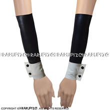 Black And White Sexy Latex Gauntlets Sleeves Buttons In Cuffs Rubber Gloves Mittens ST-0031 2024 - buy cheap
