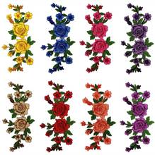 Apliques de flores 3d 29*14cm, 2 peças apliques de flores, faça você mesmo pequenos patch de gola de renda, costura, artesanato, decoração, aparador de decote 2024 - compre barato