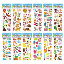 12 Sheets/Pack Kids Stickers 3D Puffy Bulk Cartoon Zoo Animal Scrapbooking Stickers for Girl Boy Birthday Gift 2024 - купить недорого
