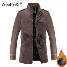 CHAIFENKO Winter Fleece Warm Men Leather Jacket Motorcycle Stand Collar Faux Fur Leather Jacket Men Fashion PU Thick Jacket Coat 2024 - buy cheap