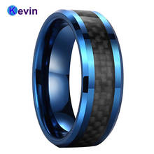 Tungsten Wedding Rings For Men And Women Blue Wedding Band With Black Carbon Fiber Inlay 8MM Comfort Fit 2024 - buy cheap