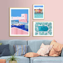 Modern Abstract Cartoon Swimming Pool Posters Canvas Painting Wall Art Prints Pictures for Living Room Interior Home Decoration 2024 - buy cheap