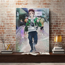 Tanjiro kimetsu não yaiba moda rua pintura da parede arte lona para sala de estar quarto estudo casa dormitório decoração impressões 2024 - compre barato