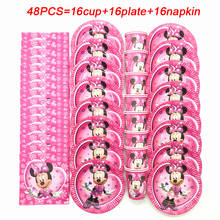 Cartoon Minnie Mouse Birthday Party Theme Girl Disposable Cups Plate Napkin Pink Merry Christmas Party Supplies Tableware Set 2024 - buy cheap
