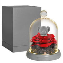 Eternal Rose Bunny Bear Rose In Glass Dome Beauty and The Beast Preserved Flower Rabbit Romantic Valentine Mother's Day Gifts 2024 - buy cheap